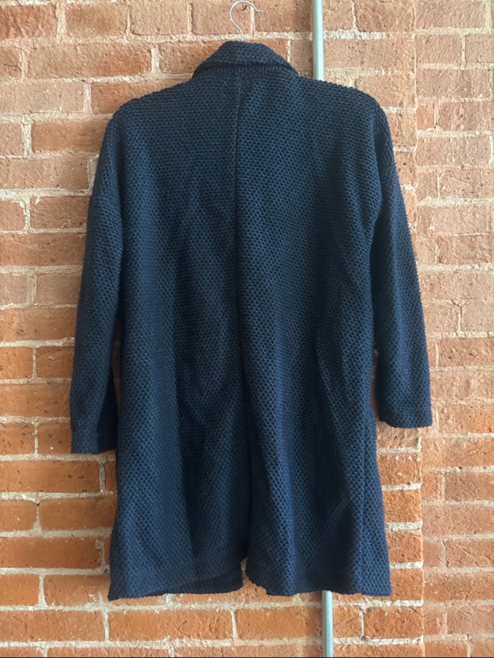 Marine Layer Birdseye Open Front Coatigan, Navy/Black - Picture 3 of 8